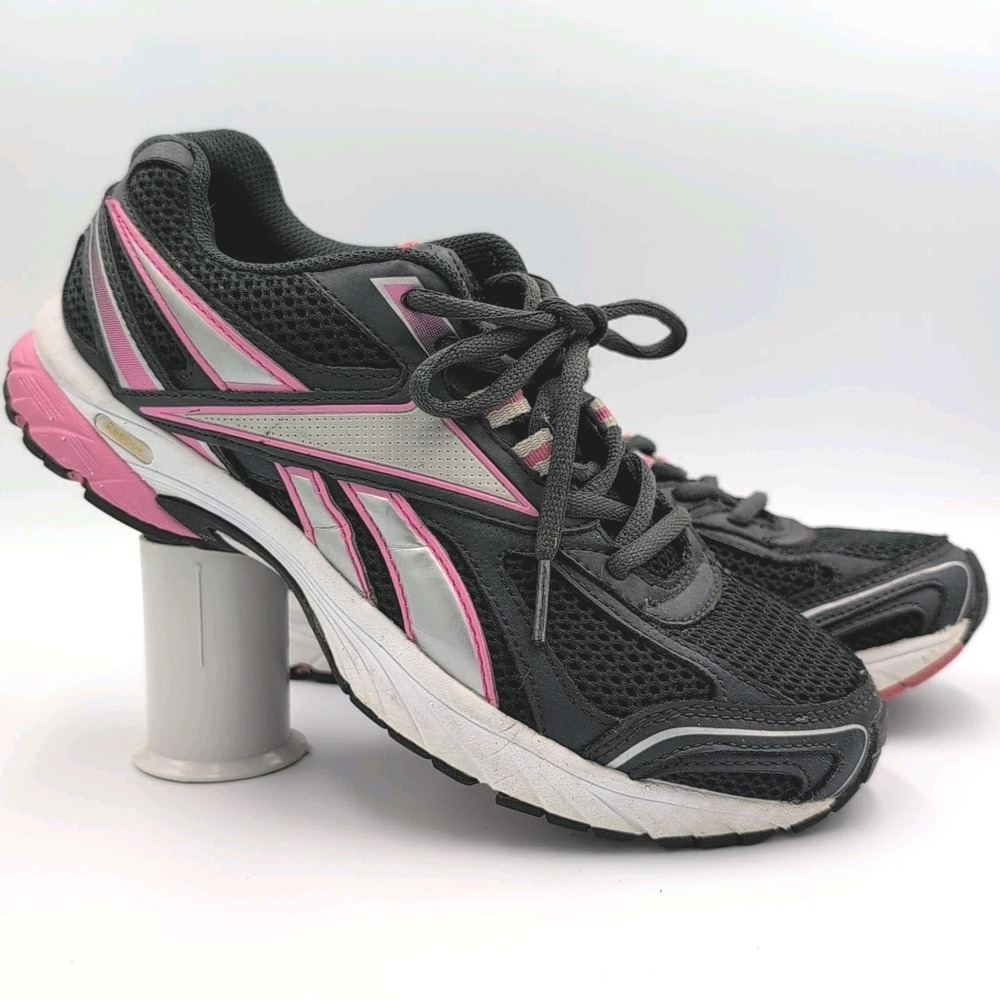 Reebok Pheehan Run Womens 7.5 Black Gray Silver Lace Up Athletic Daily Shoes